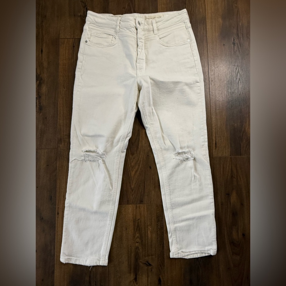 Pilcro and The Letterpress Anthropologie White High Rise Slim Jeans Size 30